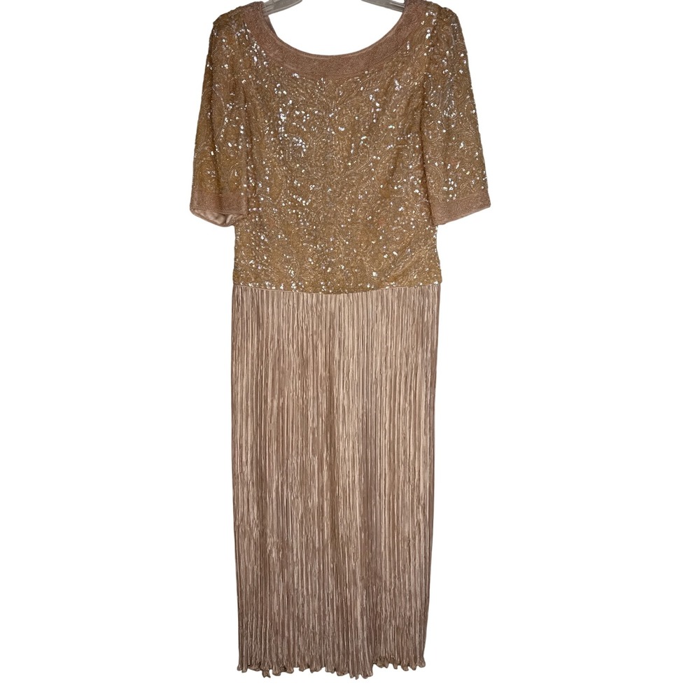 Pierre Labiche Sequin Dress Formal Evening Party Pleated Gown‎ Size 8